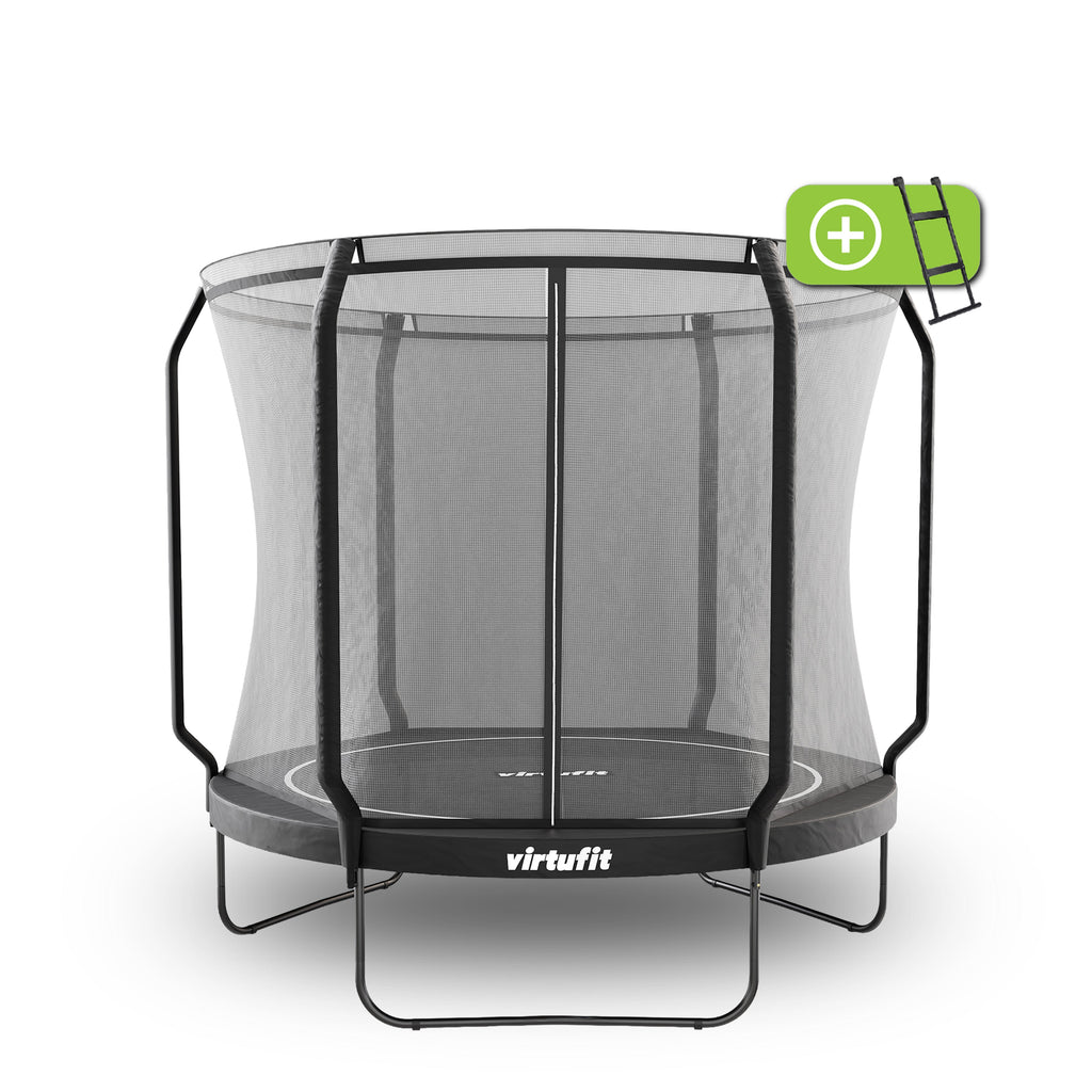 VirtuFit Premium Trampoline met Veiligheidsnet - Zwart - 251 cm - Hoofdafbeelding