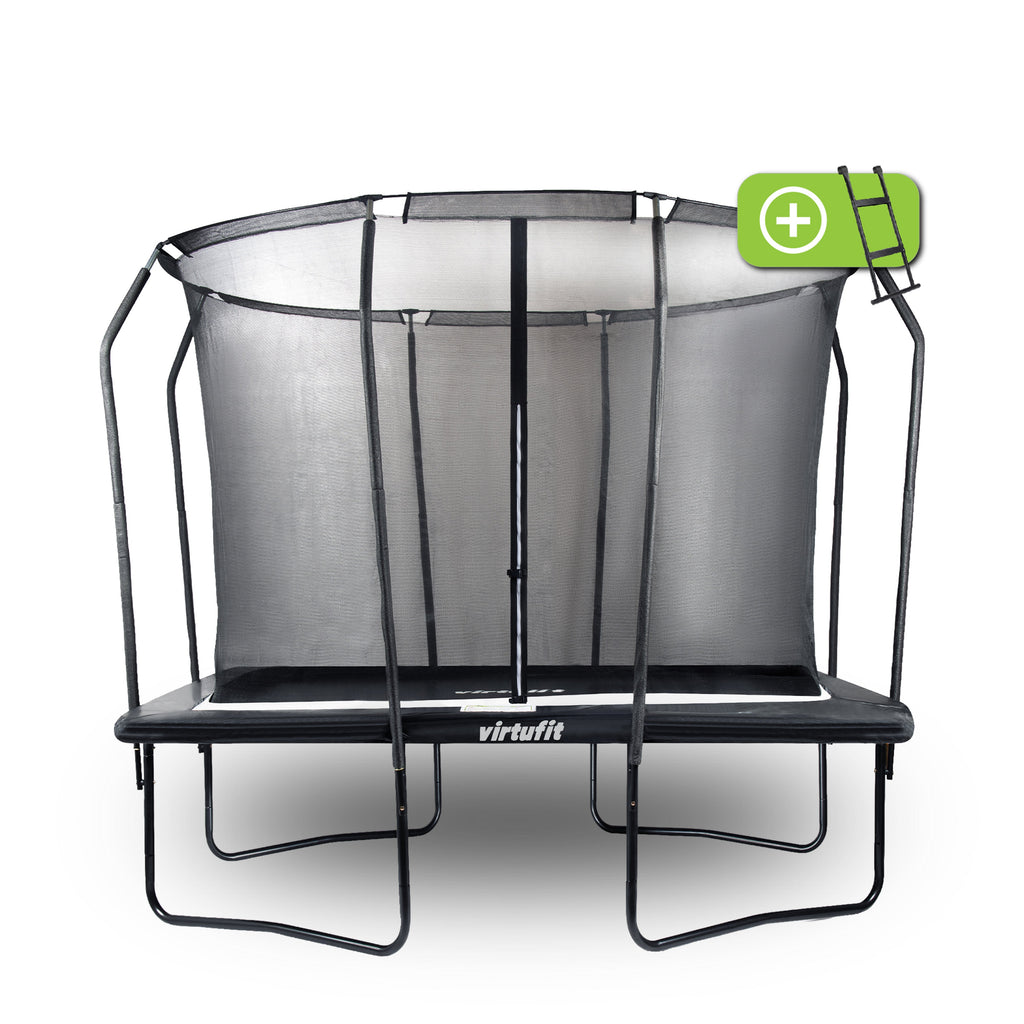 VirtuFit Premium Rechthoekige Trampoline met Veiligheidsnet - Zwart - 183 x 274 cm - Gratis trap - Hoofdafbeelding