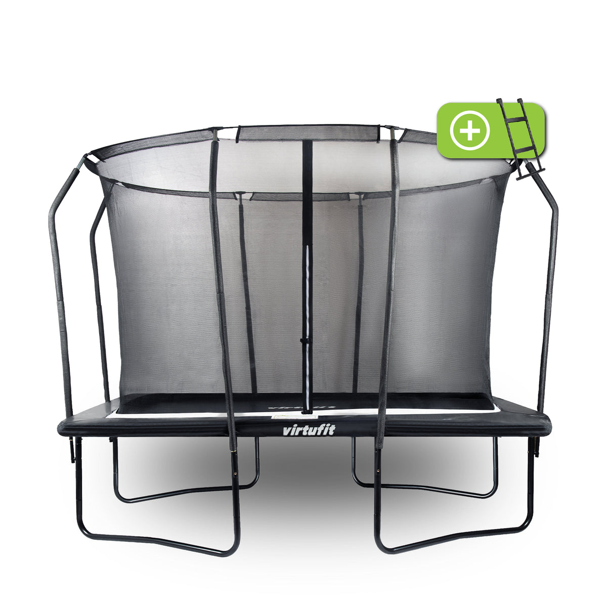 VirtuFit Premium Rechthoekige Trampoline met Veiligheidsnet - Zwart - 213 x 305 cm - Gratis trap - Hoofdafbeelding