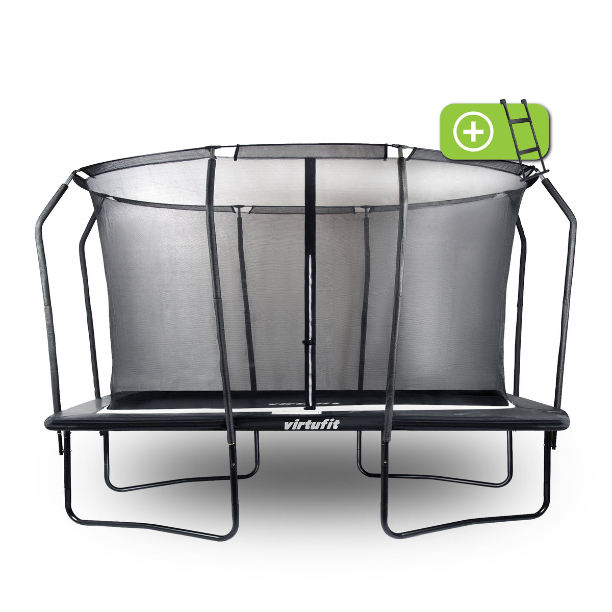 VirtuFit Premium Rechthoekige Trampoline met Veiligheidsnet - Zwart - 244 x 366 cm - Gratis trap - Hoofdafbeelding