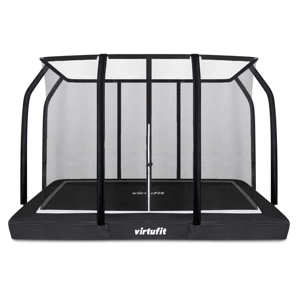 VirtuFit Premium Inground Trampoline met Veiligheidsnet - Zwart - 244 x 366 cm - Hoofdafbeelding