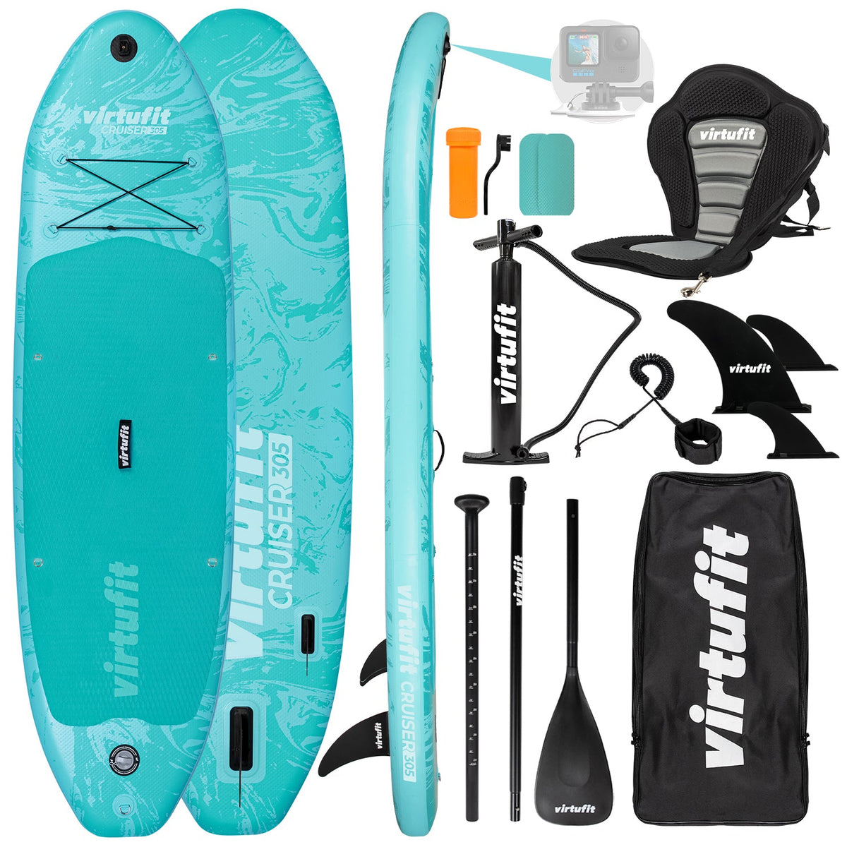 VirtuFit Supboard Cruiser 305 - Turquoise - Met Kajak zitje, accessoires en draagtas - Hoofdafbeelding