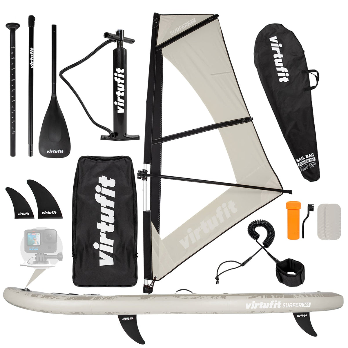 Virtufit Supboard Surfer 305 - Sand Beige - Inclusief Windzeil en accessoires - Hoofdafbeelding