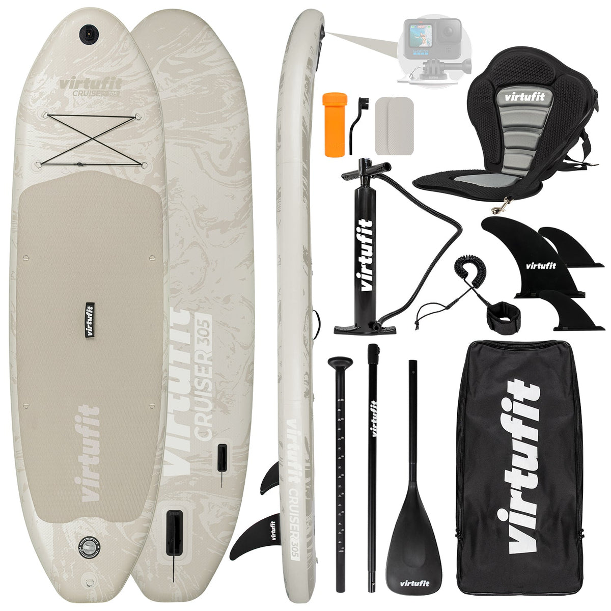 VirtuFit Supboard Cruiser 305 - Sand Beige - Met Kajak zitje, accessoires en draagtas - Hoofdafbeelding