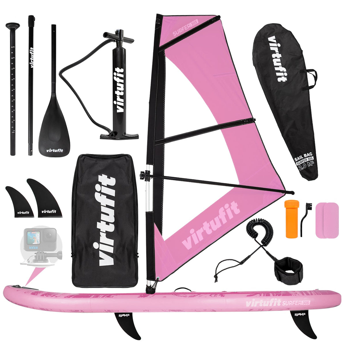 Virtufit Supboard Surfer 305 - Pink - Inclusief Windzeil en accessoires - Hoofdafbeelding