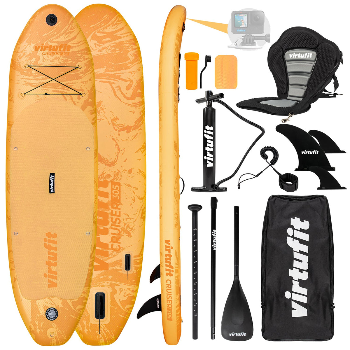 VirtuFit Supboard Cruiser 305 - Oranje - Met Kajak zitje, accessoires en draagtas - Hoofdafbeelding