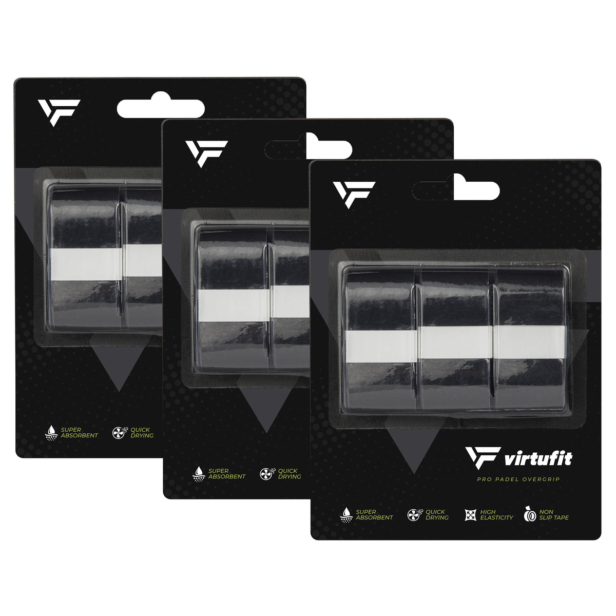 VirtuFit Pro Padel Overgrip - Zwart - 9 Stuks - Hoofdafbeelding