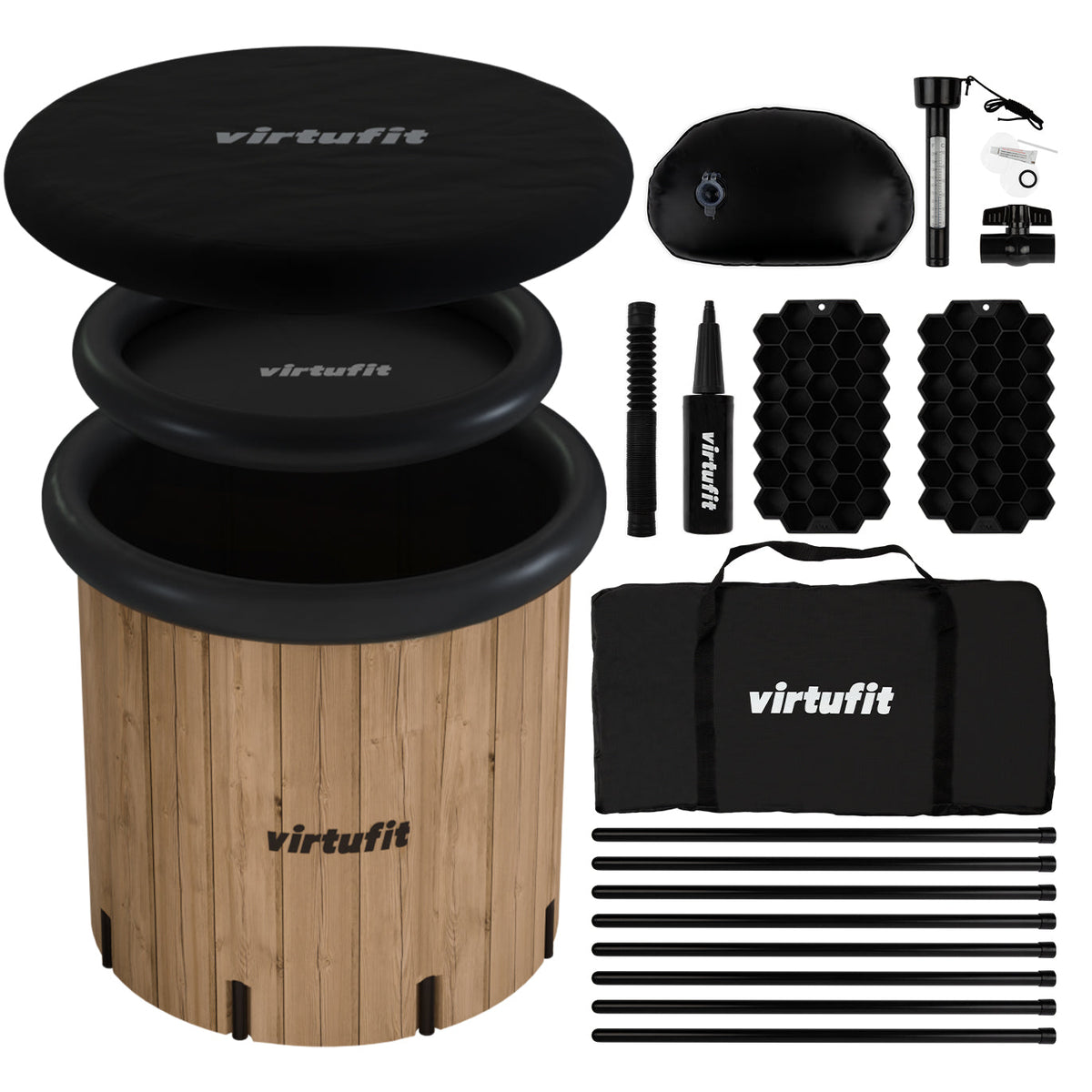 VirtuFit IJsbad XXL - 375 Liter - Wood Look - Inclusief accessoires - Hoofdafbeelding