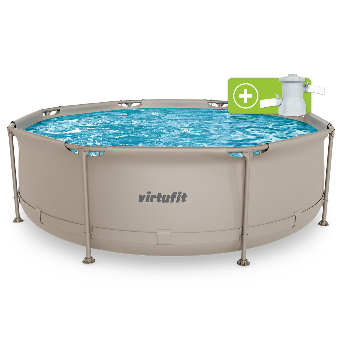 VirtuFit Rond Zwembad - Ø244 x 76 cm - Beige - Inclusief Filterpomp - Hoofdafbeelding