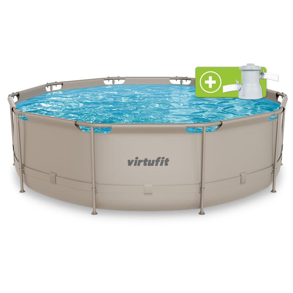 VirtuFit Rond Zwembad - Ø366 x 100 cm - Beige - Inclusief Filterpomp - Hoofdafbeelding