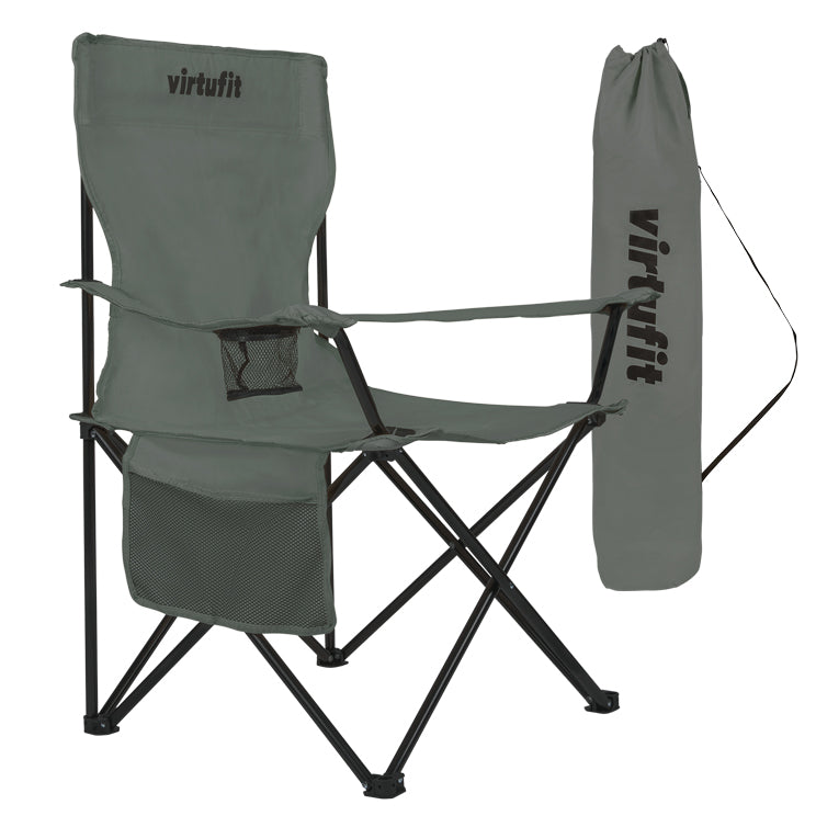 VirtuFit Opvouwbare Camping Stoel - Strandstoel - Grijs - Hoofdafbeelding