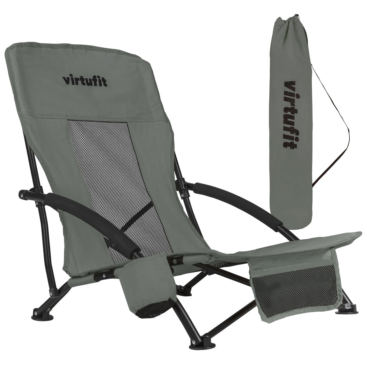 VirtuFit Strandstoel opvouwbaar - Campingstoel - Grijs - Hoofdafbeelding