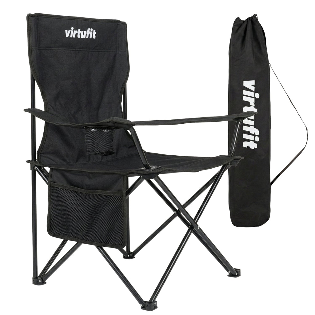 VirtuFit Opvouwbare Camping Stoel - Strandstoel - Zwart - Hoofdafbeelding