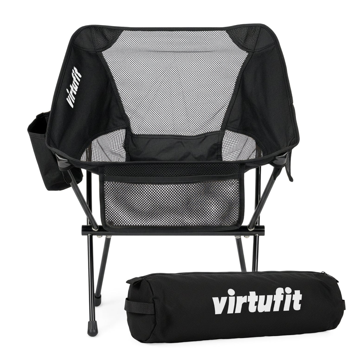 VirtuFit Camping Stoel Compact - Strandstoel - Opvouwbaar - Zwart - Hoofdafbeelding