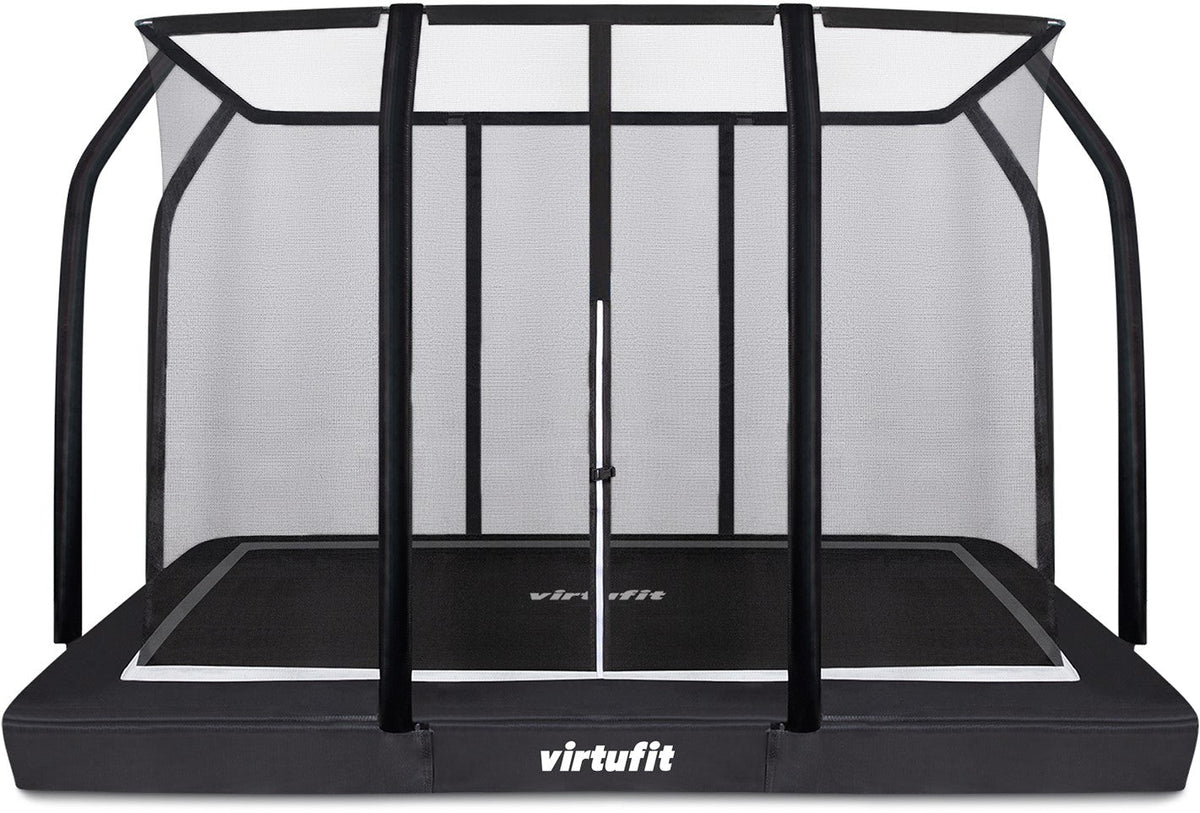 VirtuFit Premium Inground Trampoline met Veiligheidsnet - Zwart - 213 x 305 cm - Hoofdafbeelding