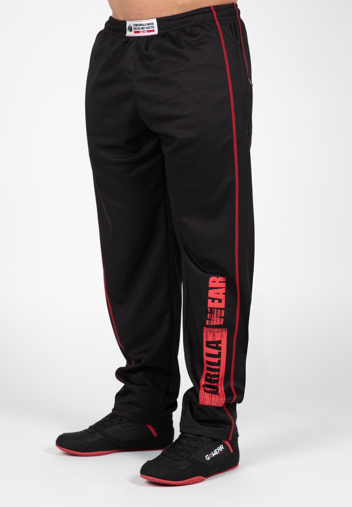Gorilla Wear Wallace Mesh Pants - Zwart/Rood - Hoofdafbeelding