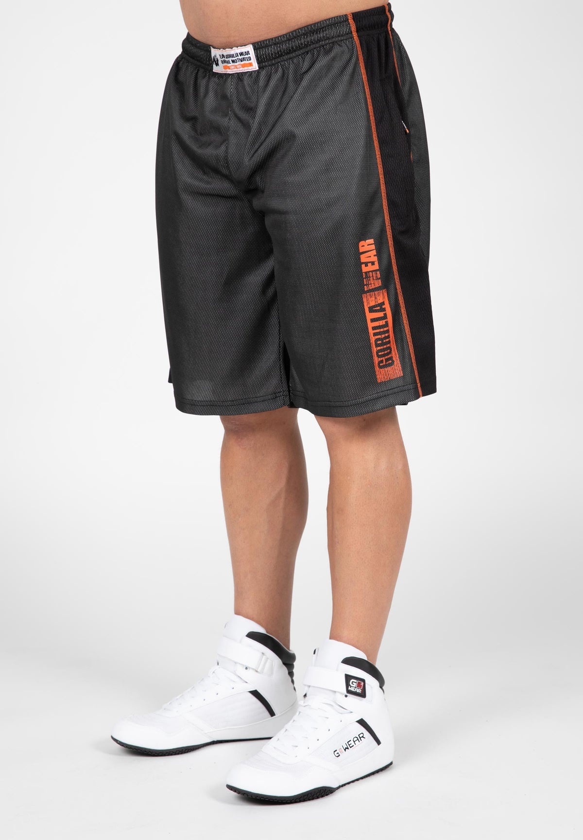Gorilla Wear Wallace Mesh Shorts - Grijs/Oranje - Hoofdafbeelding