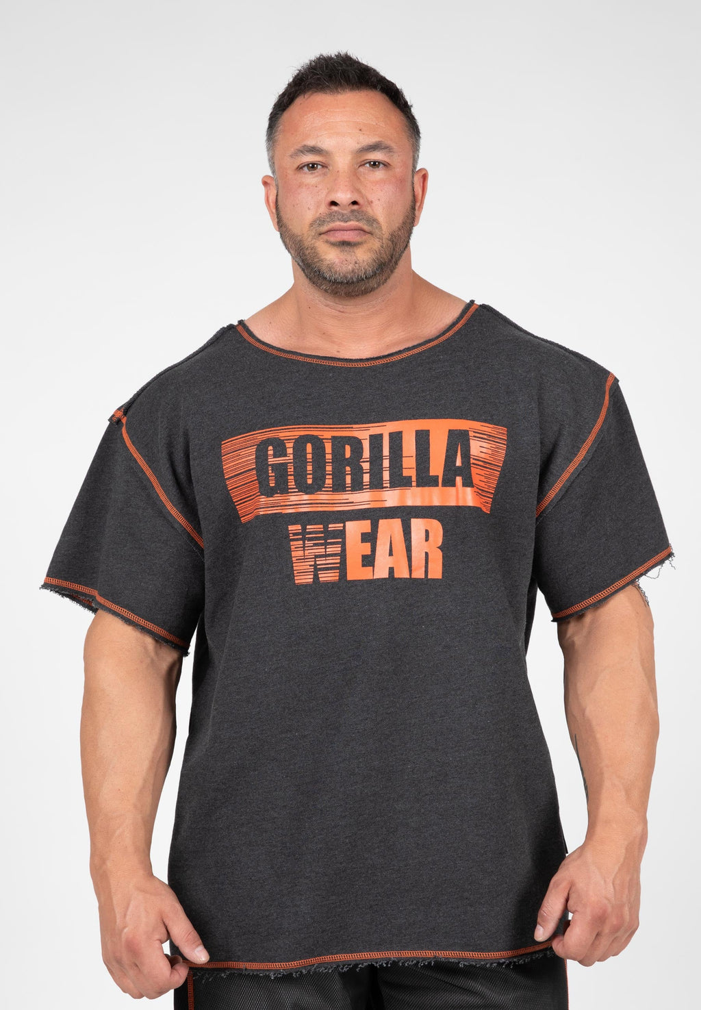Gorilla Wear Wallace Workout Top - Grijs/Oranje - Hoofdafbeelding