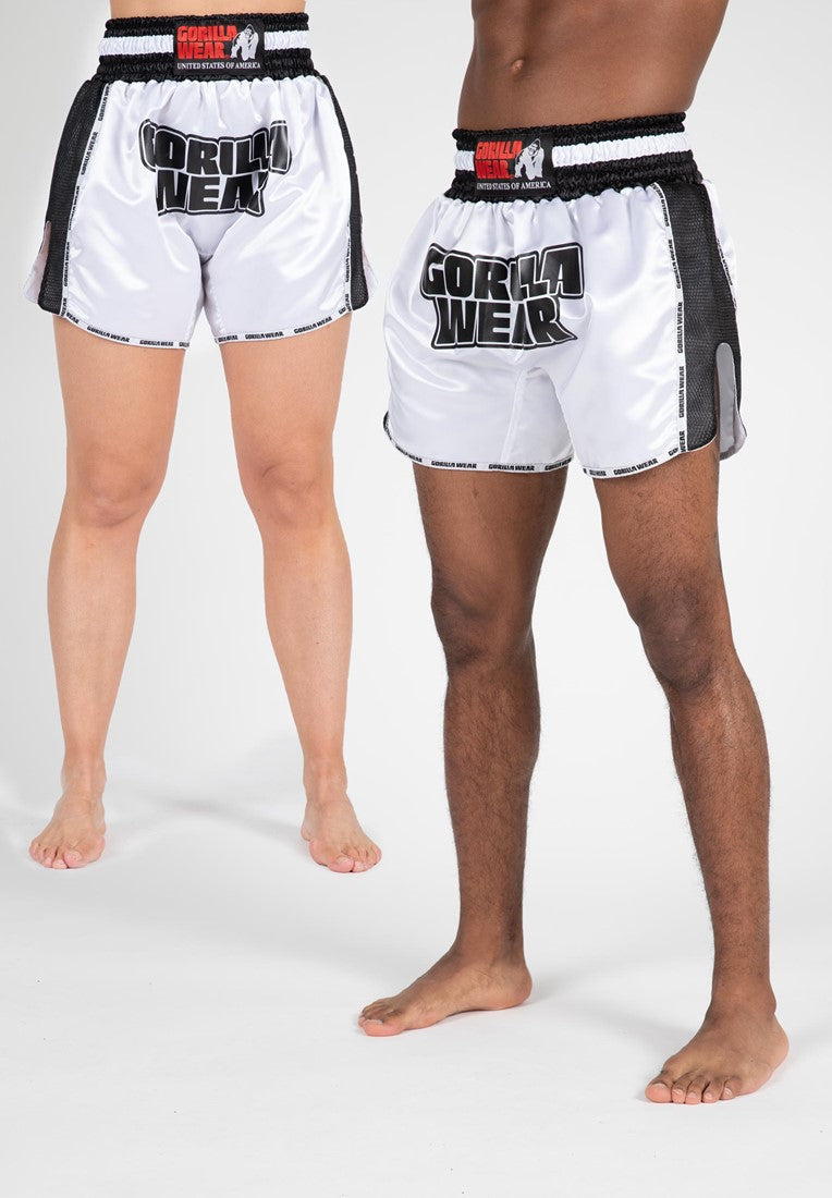 Gorilla Wear Piru Muay Thai Shorts - Wit/Zwart - Hoofdafbeelding