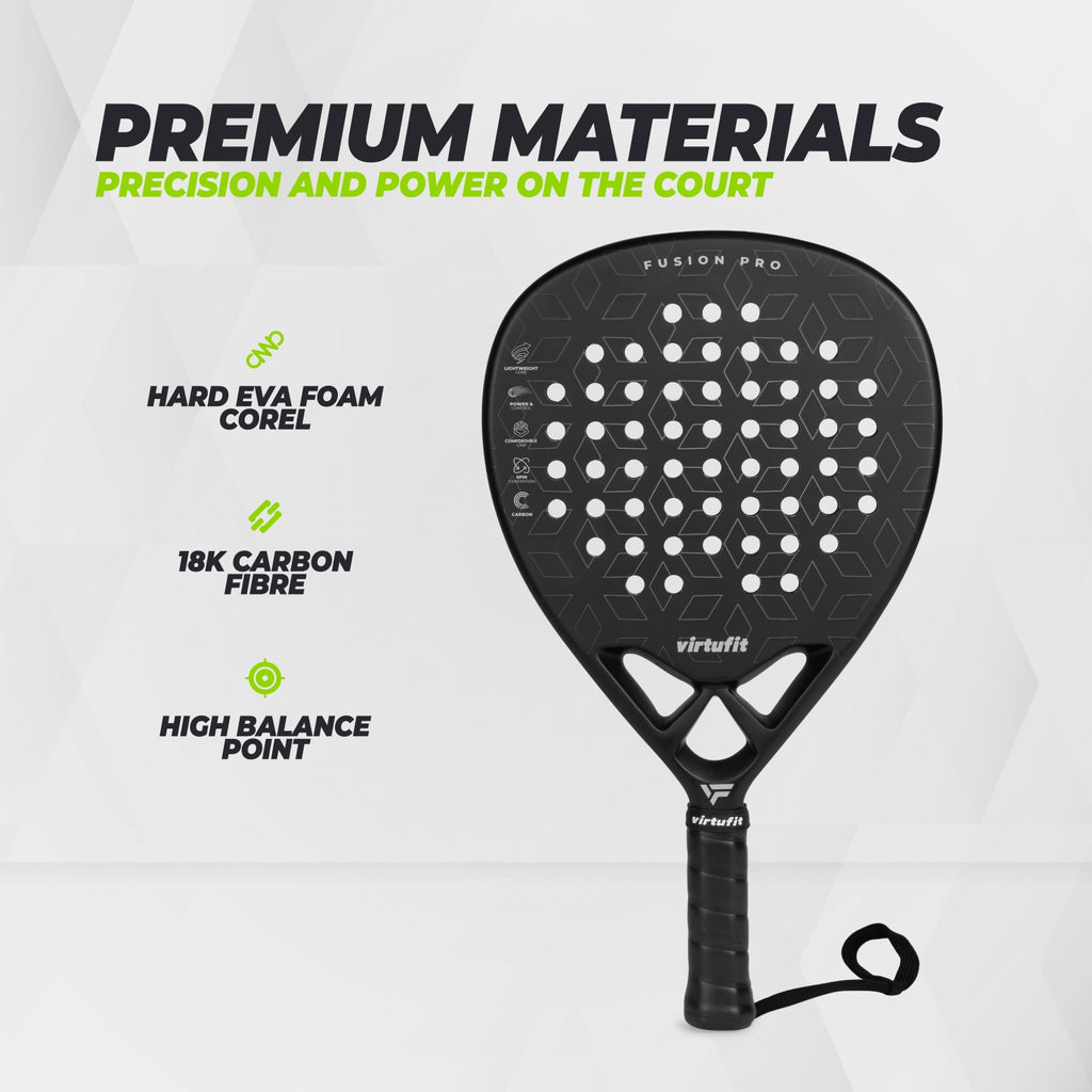 VirtuFit Fusion Pro Padel Racket - Schwarz - Silver
