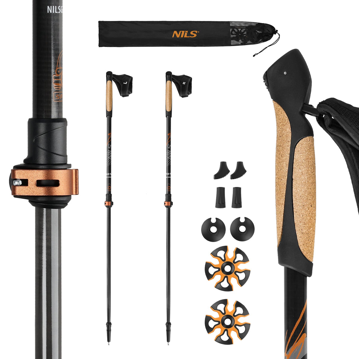 NILS Carbon Nordic Walking Stokken - Aanzicht