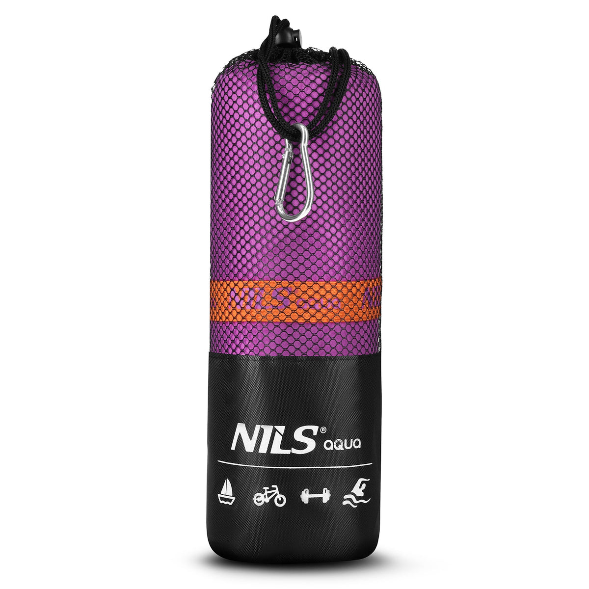 NILS Aqua Microvezel Handdoek - Paars - 180 x 100 cm - Aanzicht