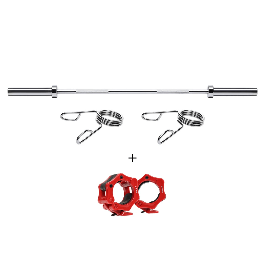 HMS Premium Olympische Halterstang met Lock Jaw Collars en Veerclipsluiting - 50 mm - 150 cm - Aanzicht