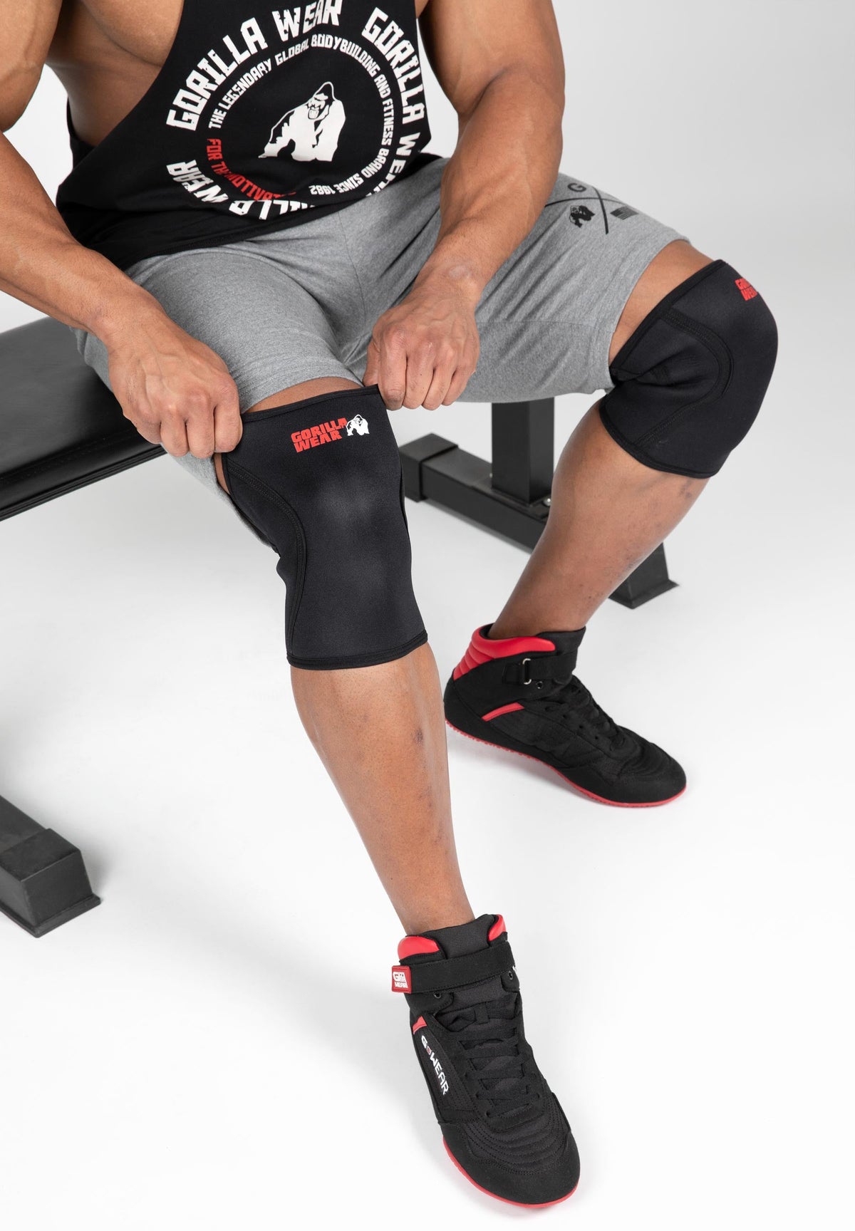 Gorilla Wear Knee Sleeves - 7mm - Zwart - Aanzicht