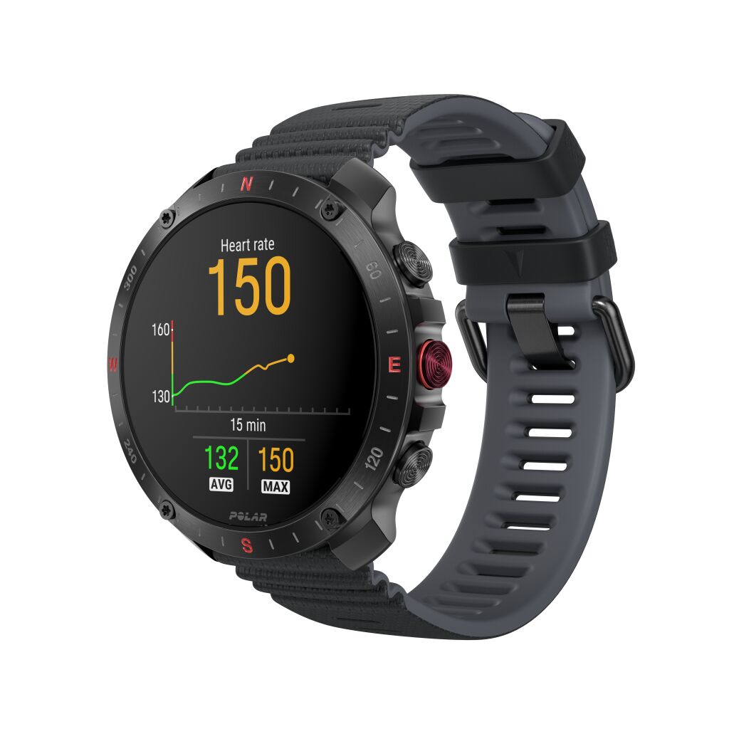 Polar Grit X2 Pro Premium Outdoor Smart Watch met Hartslagsensor - Zwart - S/L - Aanzicht