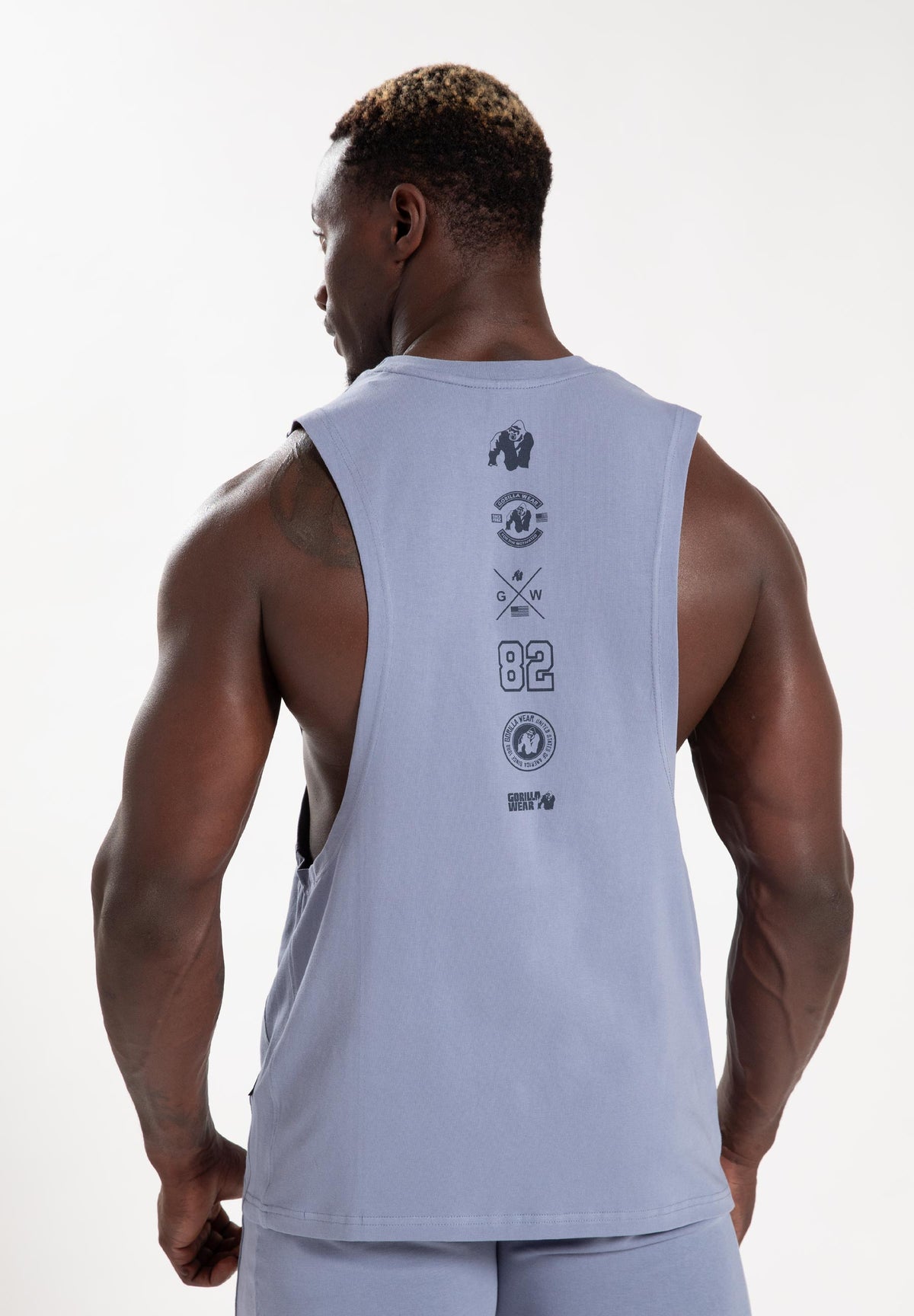 Gorilla Wear Lopez Drop Armhole Tank Top - Stonewash Blauw - Aanzicht