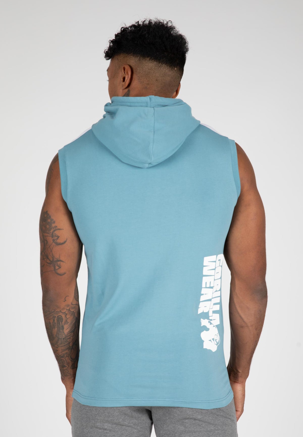 Gorilla Wear Oswego Mouwloze Hoodie - Blauw - Aanzicht