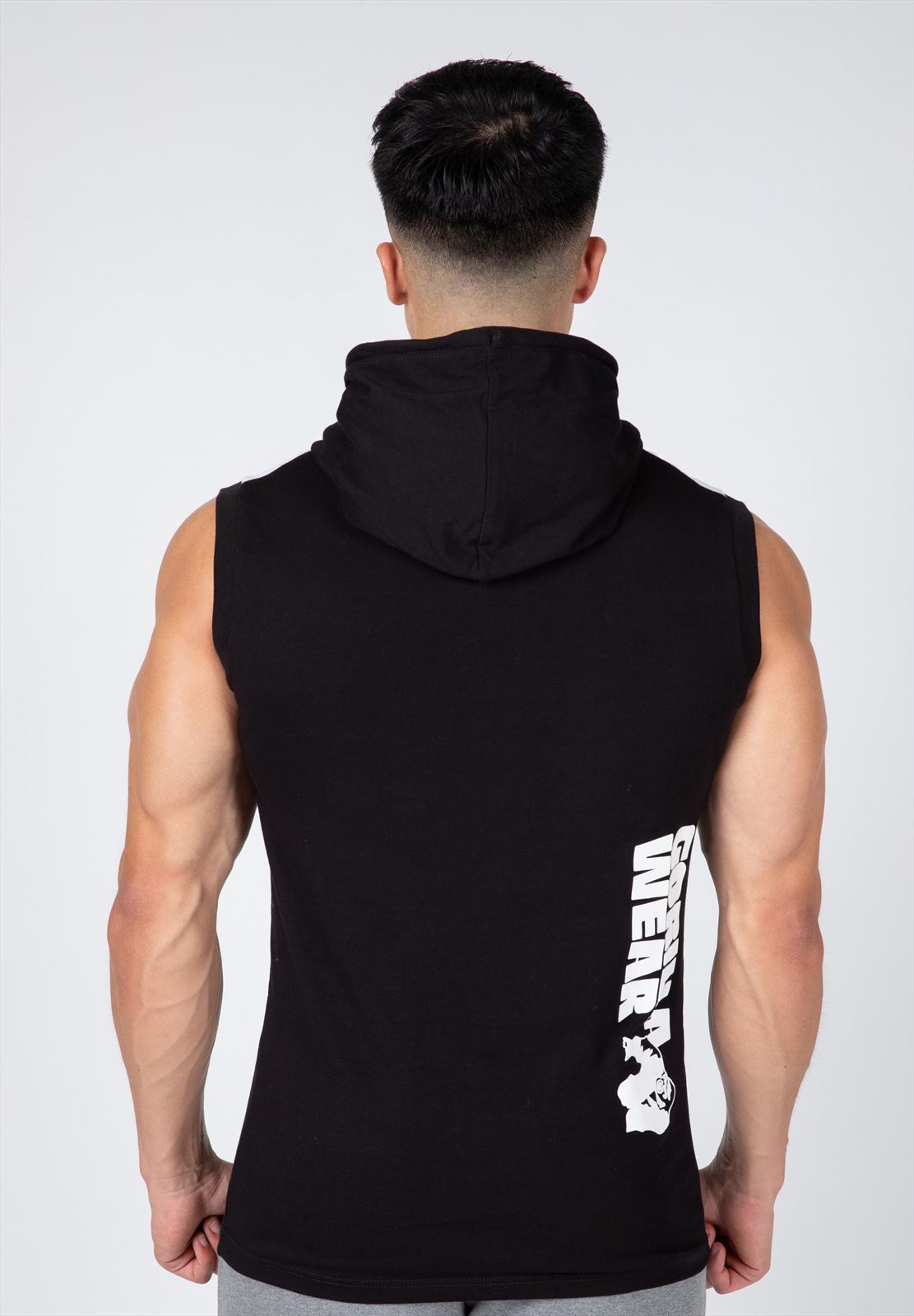 Gorilla Wear Oswego Mouwloos T-shirt met Capuchon - Zwart - Aanzicht