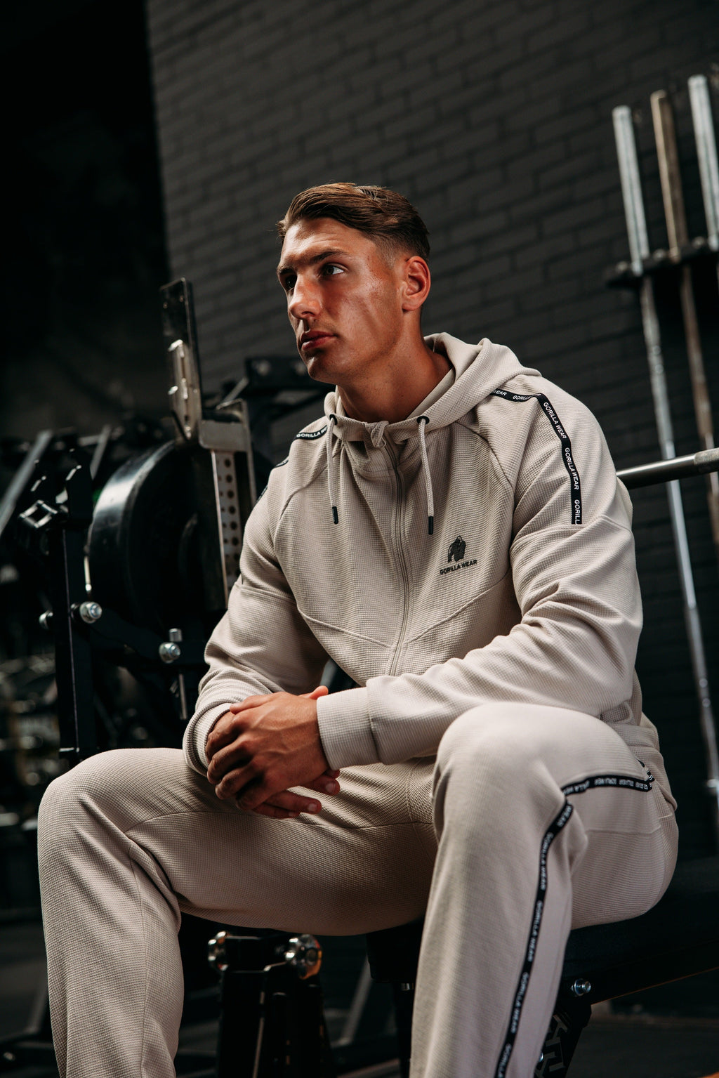 Gorilla Wear Harvey Trainingsjas - Beige - Aanzicht