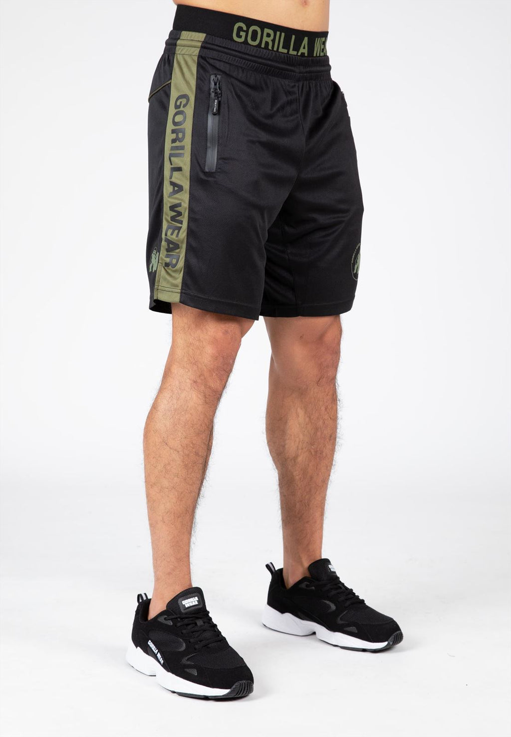 Gorilla Wear Atlanta Shorts - Zwart/Groen - Aanzicht
