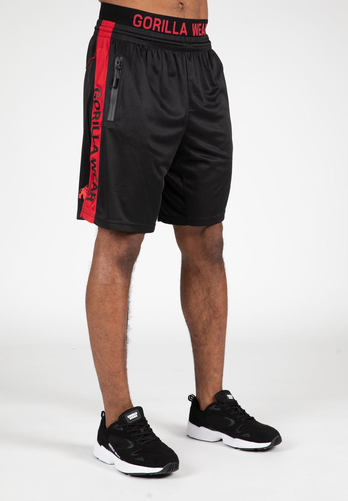 Gorilla Wear Atlanta Shorts - Zwart/Rood - Aanzicht
