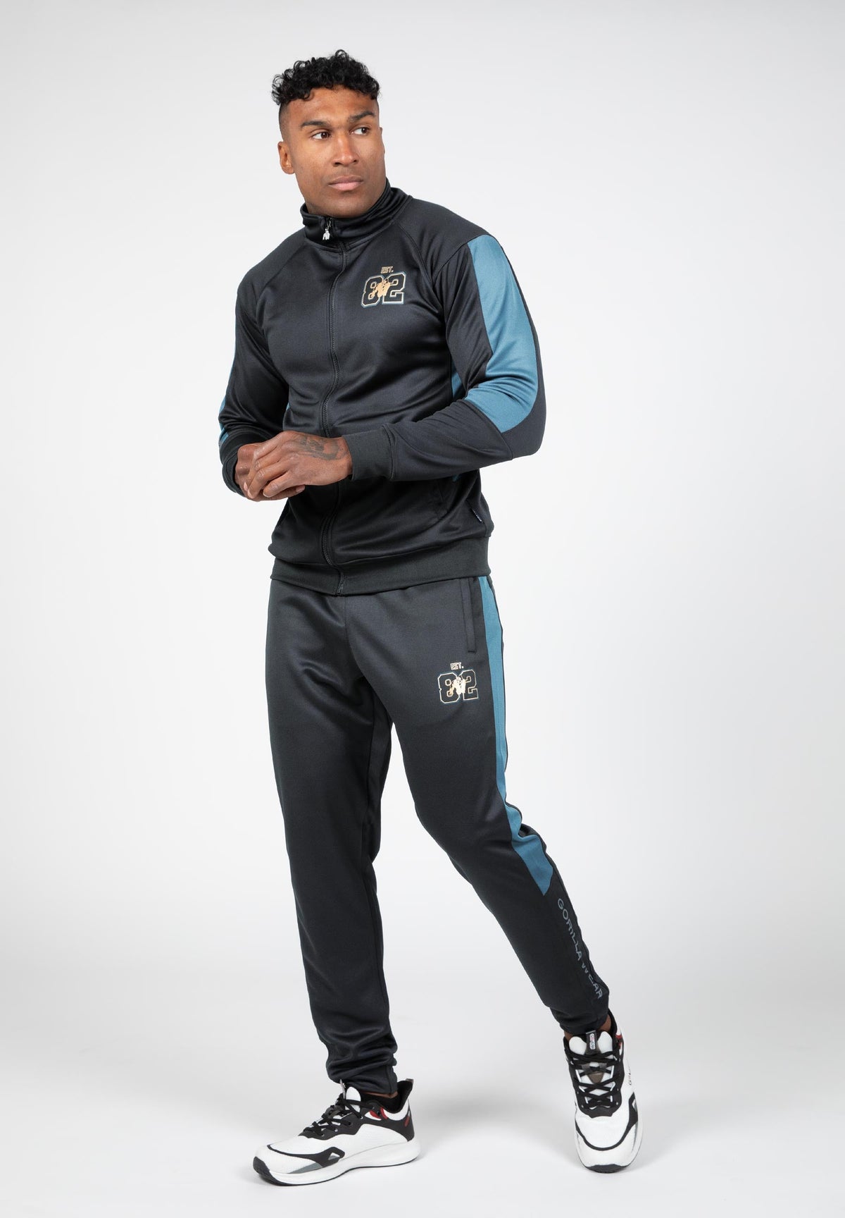 Gorilla Wear Devon Trainingsbroek - Grijs/Blauw - Aanzicht