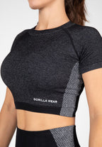 Gorilla Wear Selah Seamless Crop Top - Zwart - Aanzicht