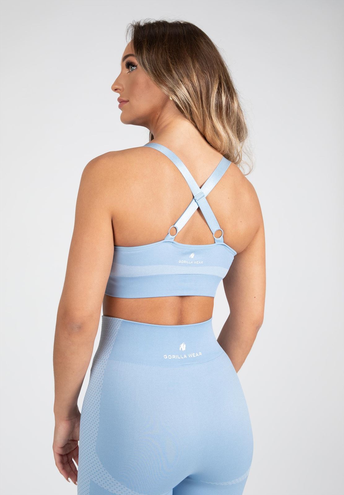 Gorilla Wear Selah Seamless Sportbeha - Lichtblauw - Aanzicht