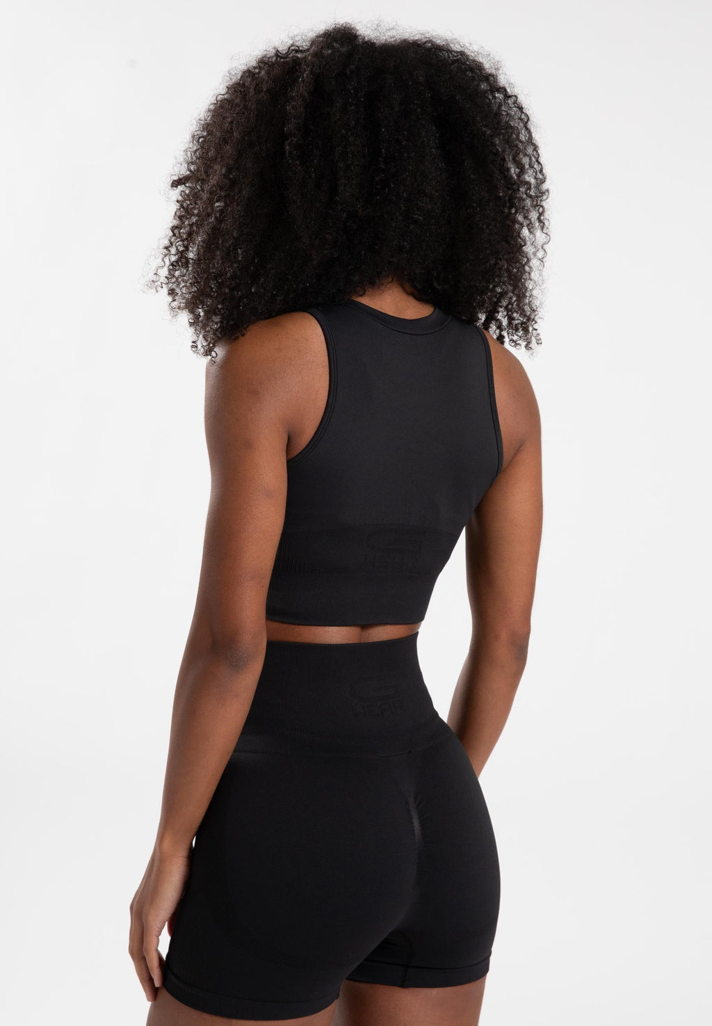 Gorilla Wear Olivia Seamless Crop Top - Zwart - Aanzicht