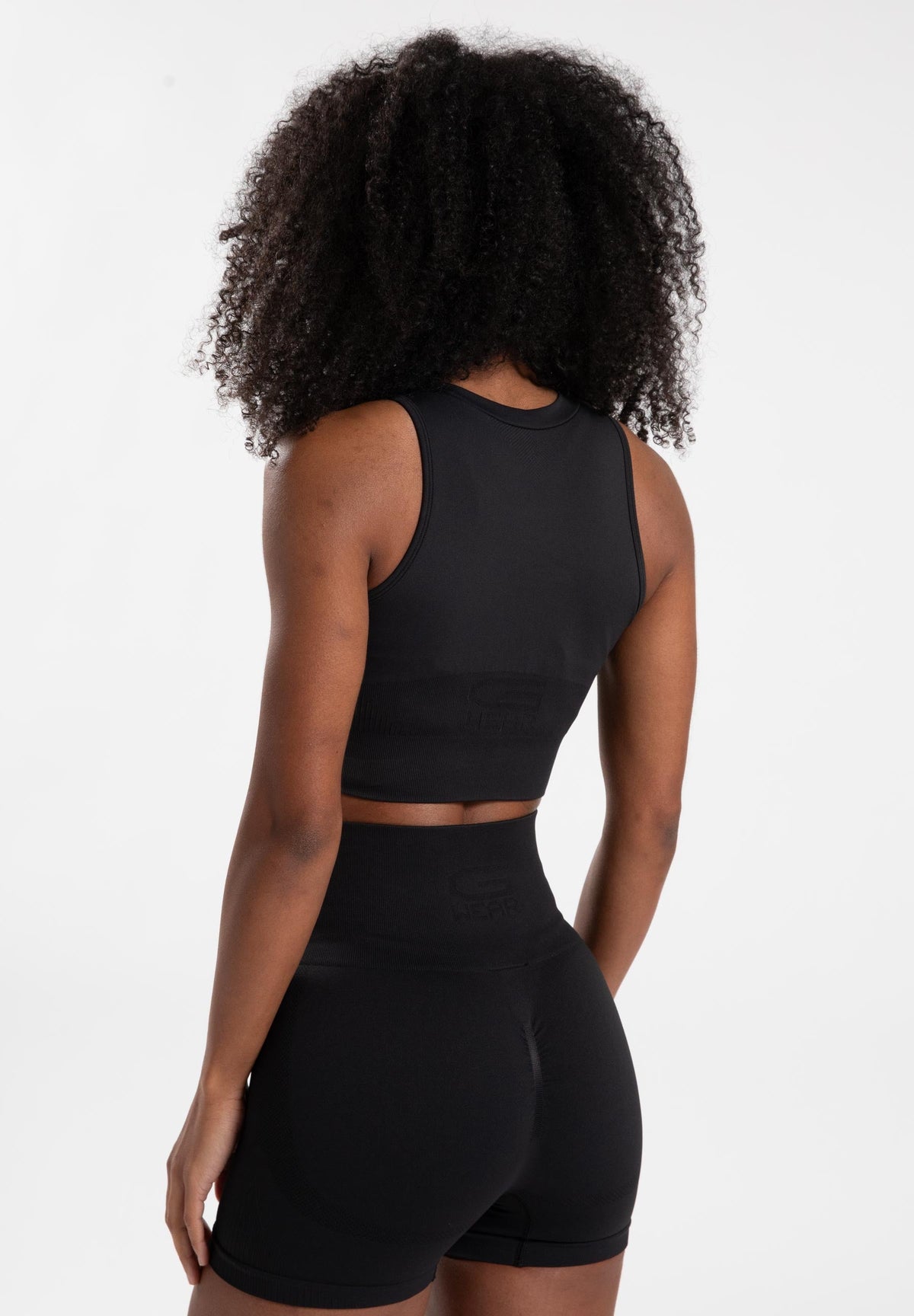 Gorilla Wear Olivia Seamless Crop Top - Zwart - Aanzicht