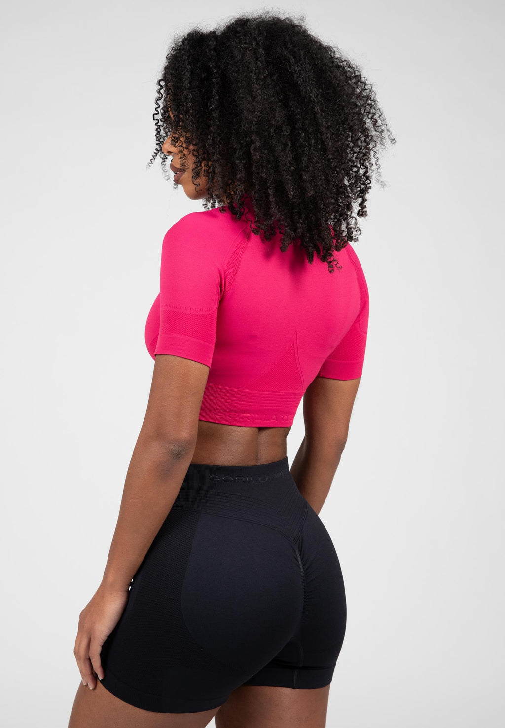 Gorilla Wear Whitney Seamless Crop Top - Roze - Aanzicht