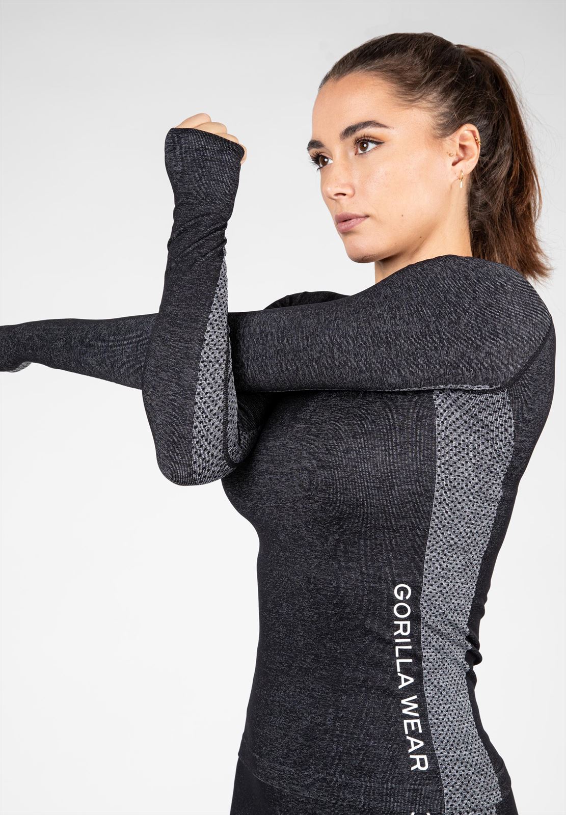 Gorilla Wear Selah Seamless Longsleeve - Zwart - Aanzicht
