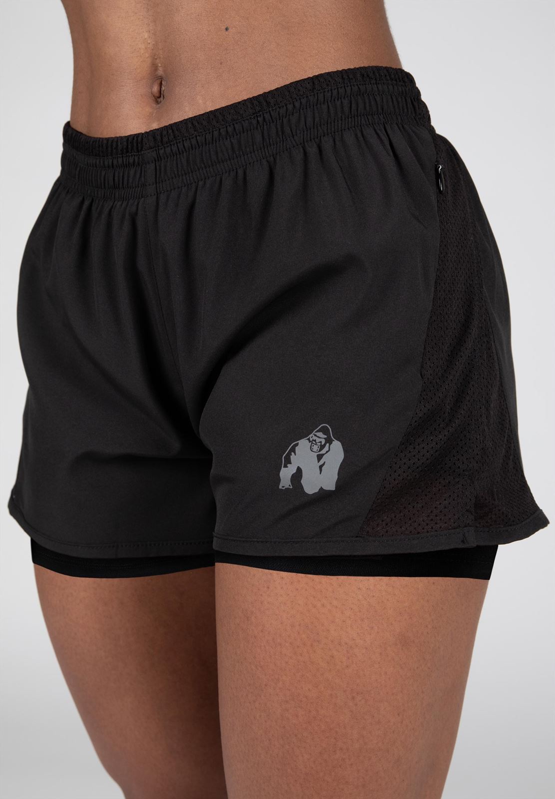 Gorilla Wear Portland 2-In-1 Shorts - Zwart - Aanzicht