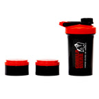 Gorilla Wear Shake Beker 2 GO - 500 ml + 2 x 130 ml - Zwart/Rood - Aanzicht