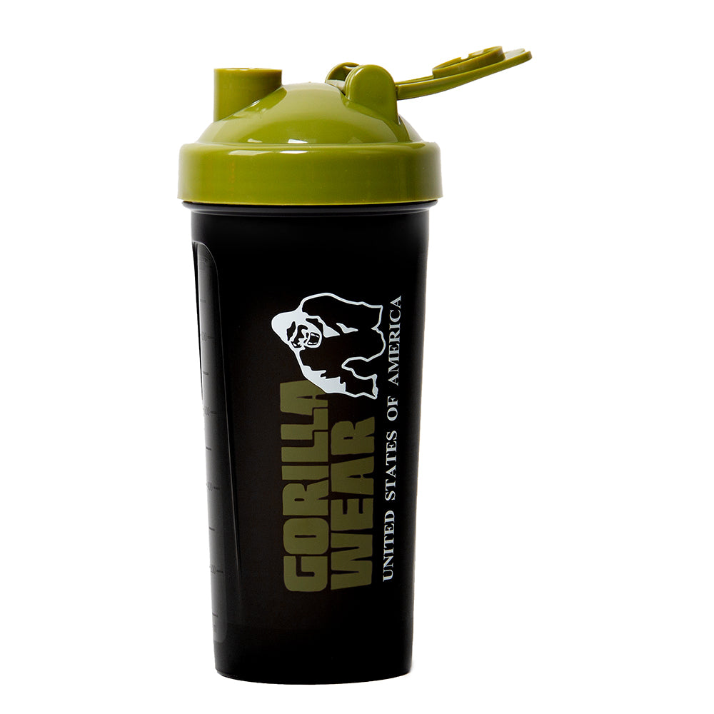 Gorilla Wear Shake Beker XXL - 1000 ml - Zwart/Legergroen - Aanzicht