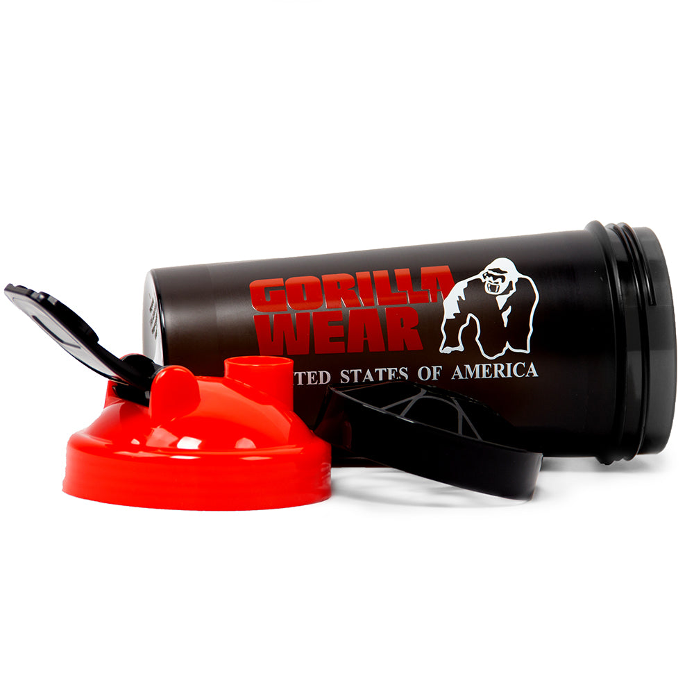 Gorilla Wear Shake Beker XXL - 1000 ml - Zwart/Rood - Aanzicht