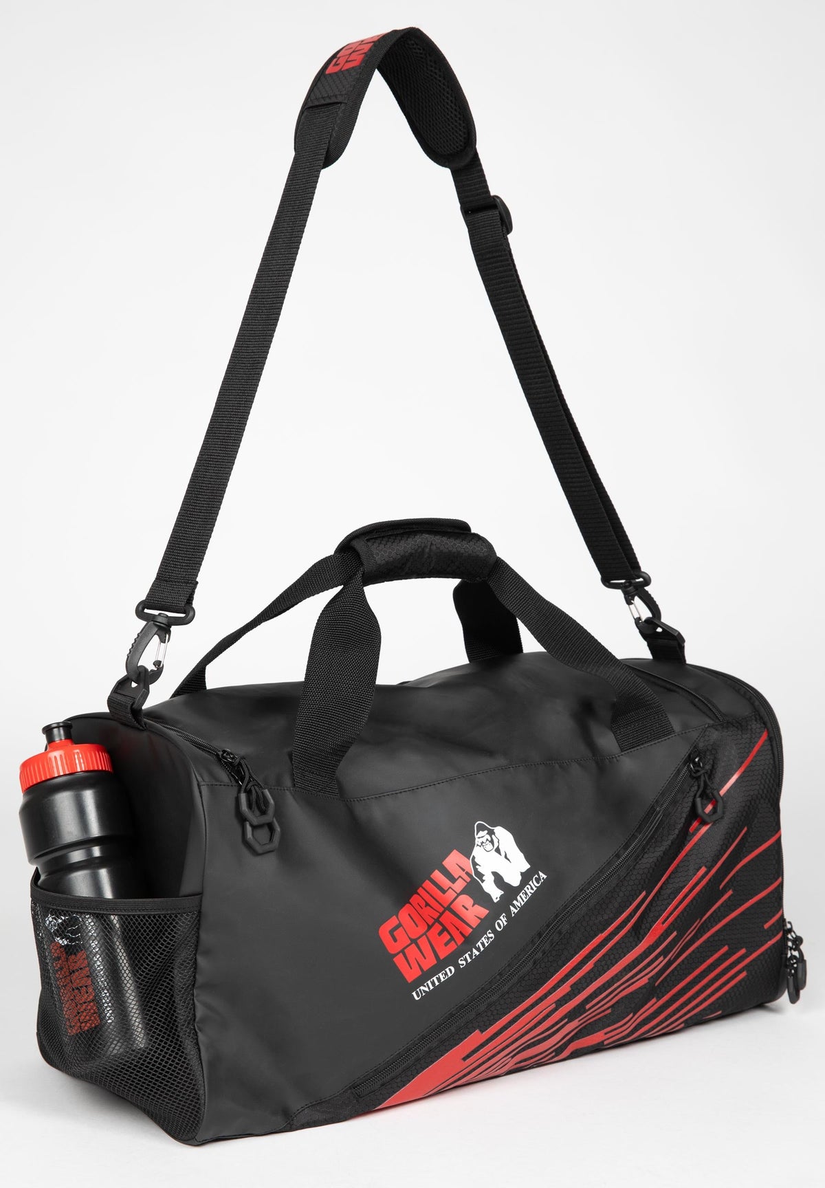 Gorilla Wear Ohio Gym Bag - Sporttas - Zwart/Rood - Aanzicht