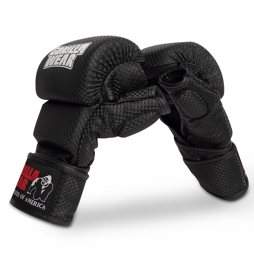 Gorilla Wear Ely MMA Bokshandschoenen - Zwart/Wit - Aanzicht