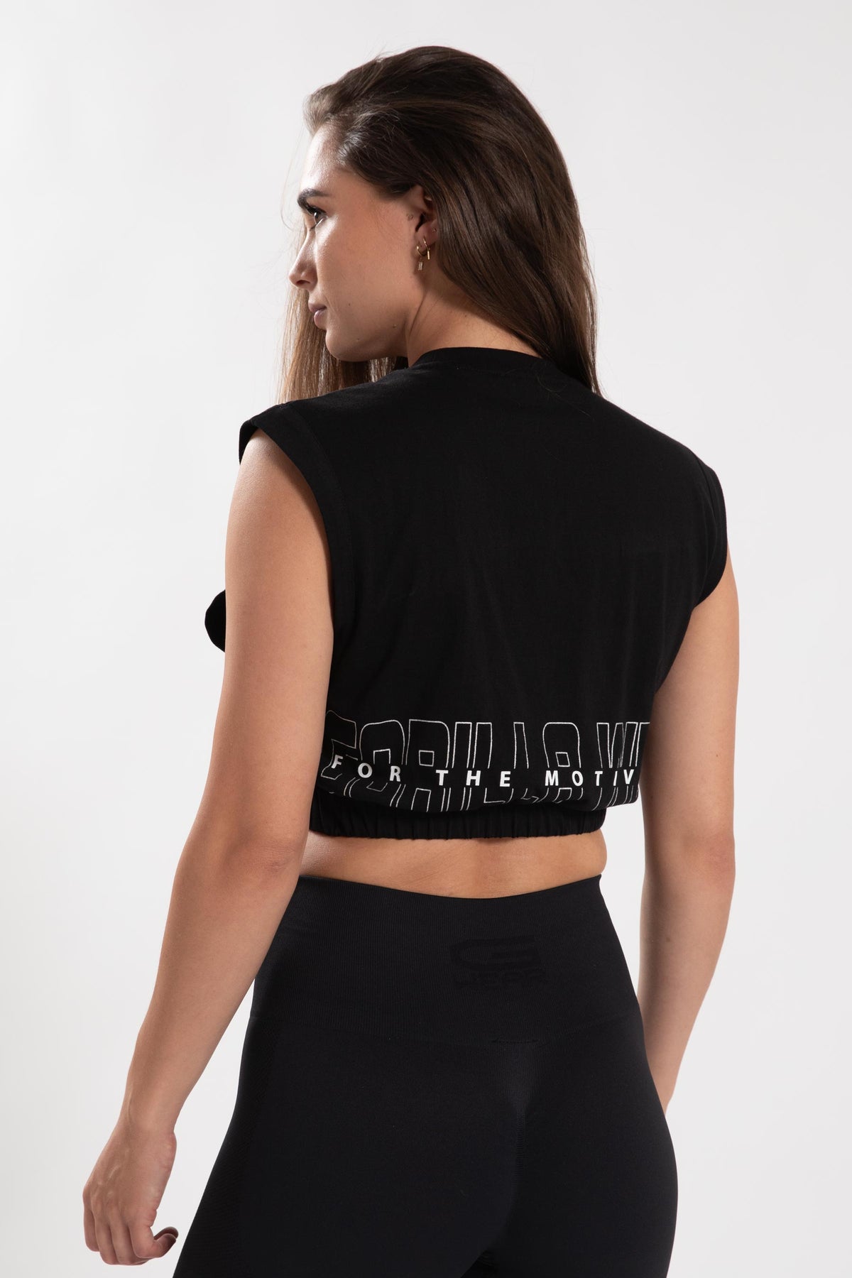 Gorilla Wear Albion Oversized Crop Top - Zwart - Aanzicht