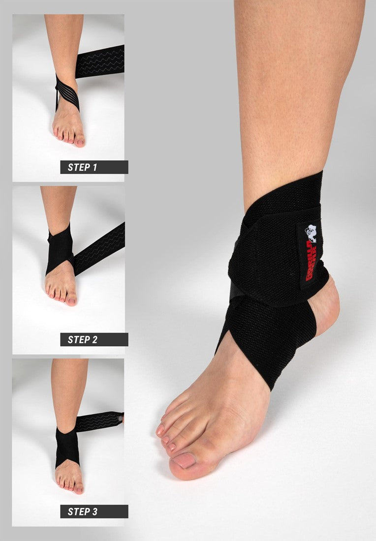 Gorilla Wear Ankle Wraps - Zwart/Wit - Aanzicht